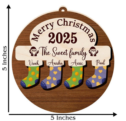 Family Stocking Christmas Ornament – Custom Names Wood - Sblossom