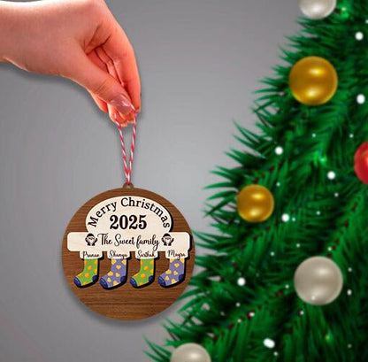 Family Stocking Christmas Ornament – Custom Names Wood - Sblossom