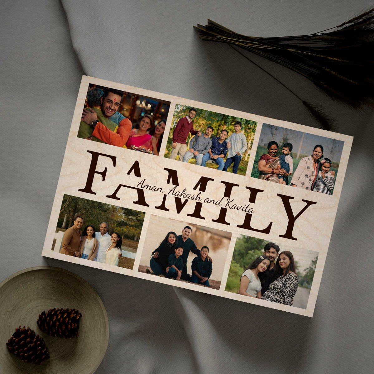 Family Wood Print – Personalized Photo Collage Panel - Sblossom