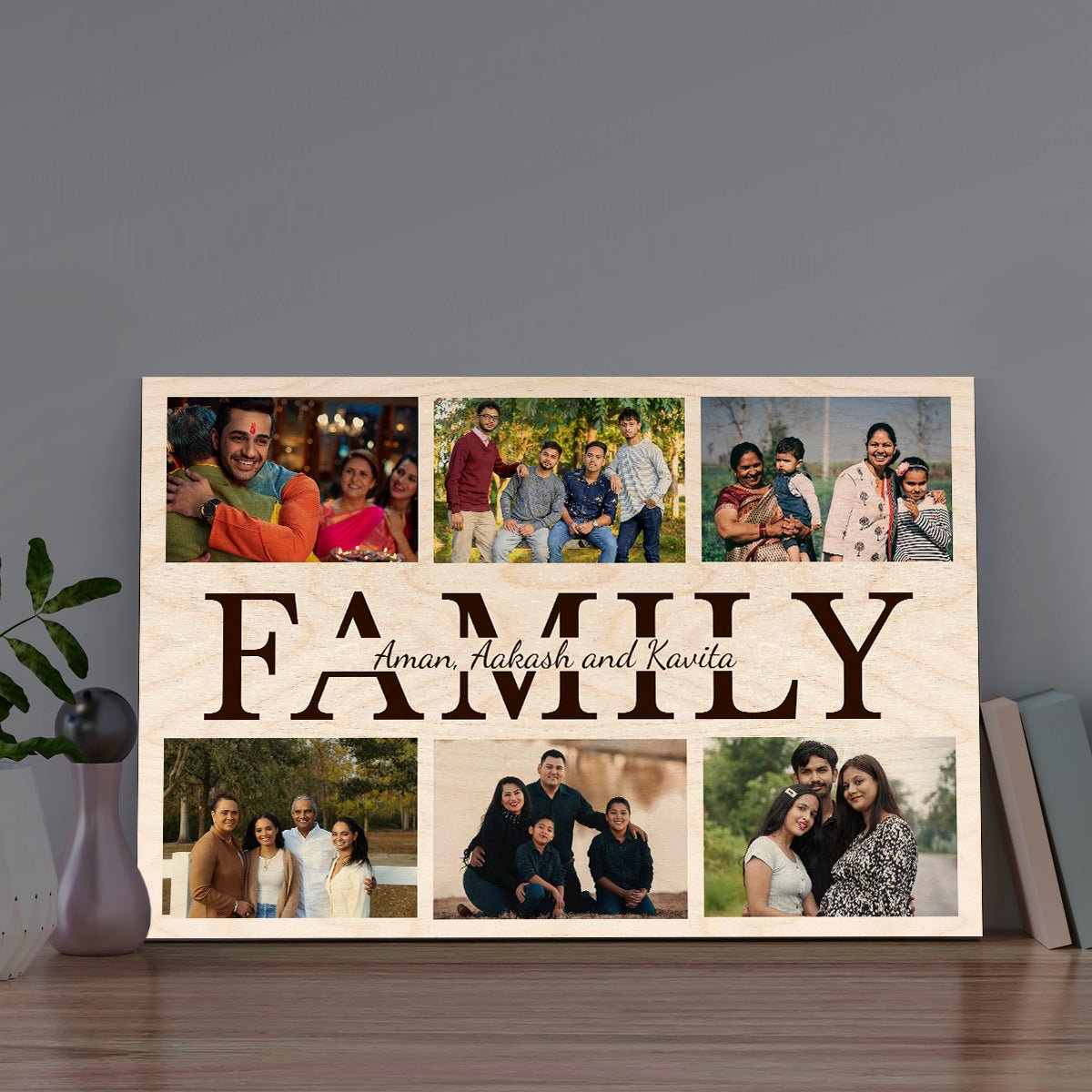 Family Wood Print – Personalized Photo Collage Panel - Sblossom