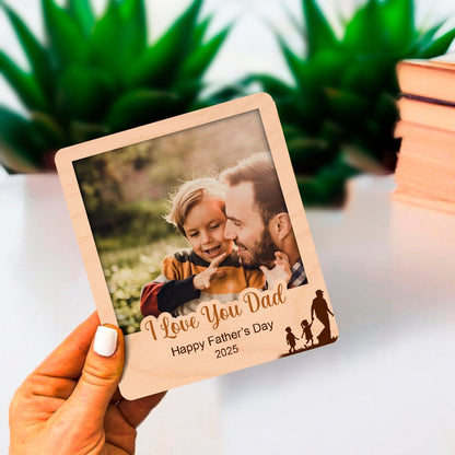 Father Kids Shadow Magnet – Personalized Wood Photo - Sblossom