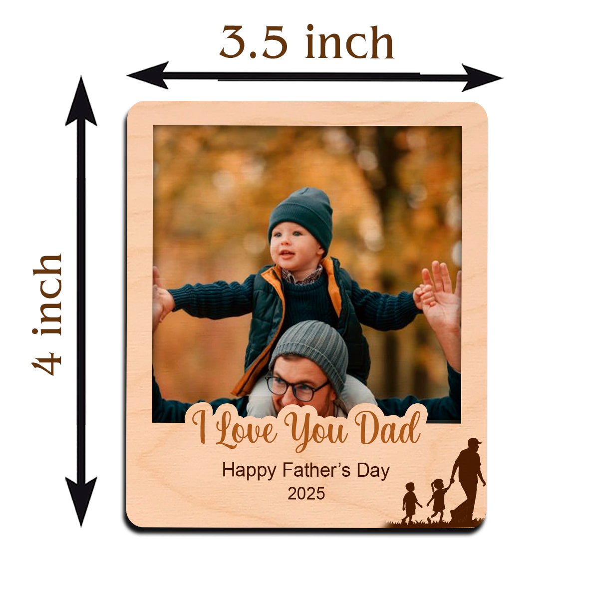 Father Kids Shadow Magnet – Personalized Wood Photo - Sblossom