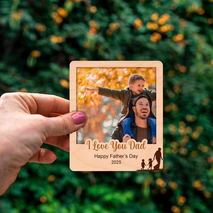 Father Kids Shadow Magnet – Personalized Wood Photo - Sblossom