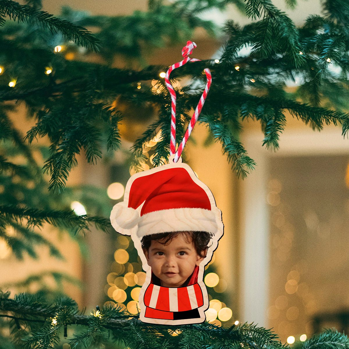 Festive Photo Ornament – Personalized Wood Christmas Design - Sblossom