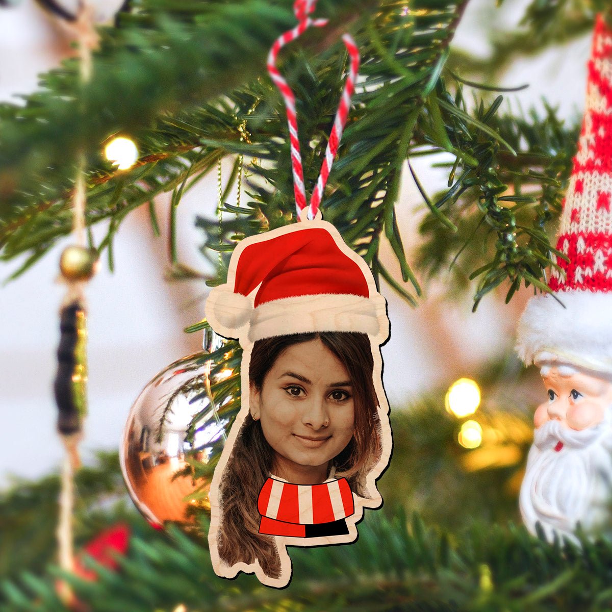 Festive Photo Ornament – Personalized Wood Christmas Design - Sblossom