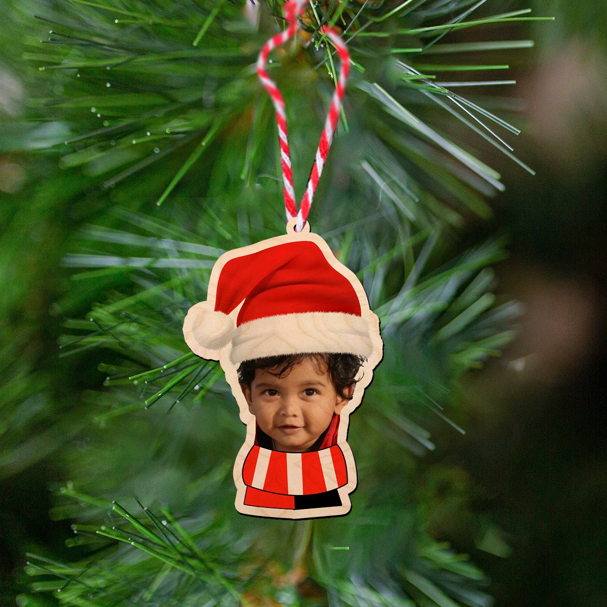 Festive Photo Ornament – Personalized Wood Christmas Design - Sblossom