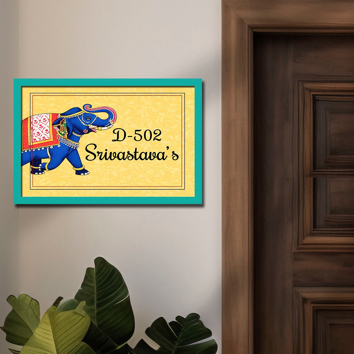 Flat Name Plate – Festive Elephant for Entrance Door - Sblossom