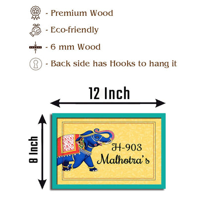 Flat Name Plate – Festive Elephant for Entrance Door - Sblossom