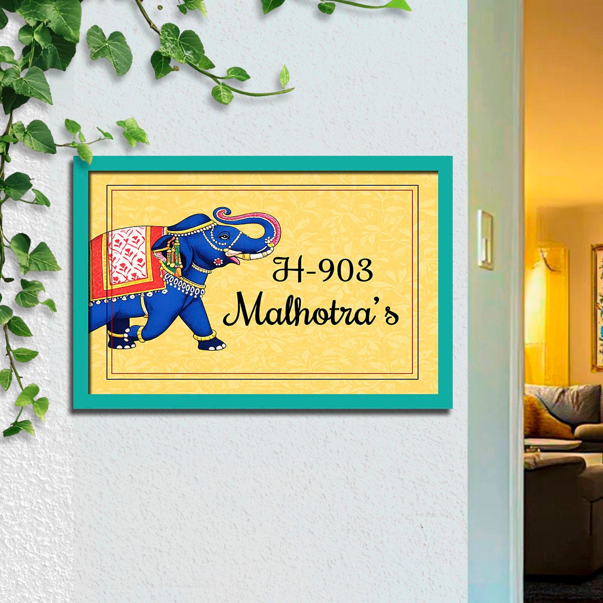 Flat Name Plate – Festive Elephant for Entrance Door - Sblossom