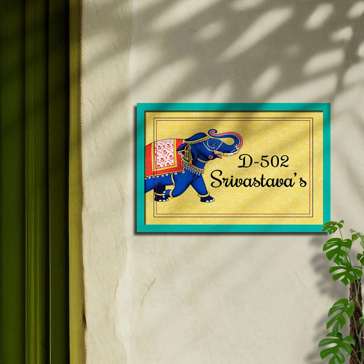 Flat Name Plate – Festive Elephant for Entrance Door - Sblossom