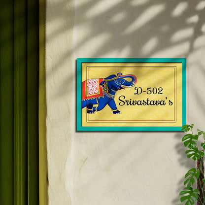 Flat Name Plate – Festive Elephant for Entrance Door - Sblossom