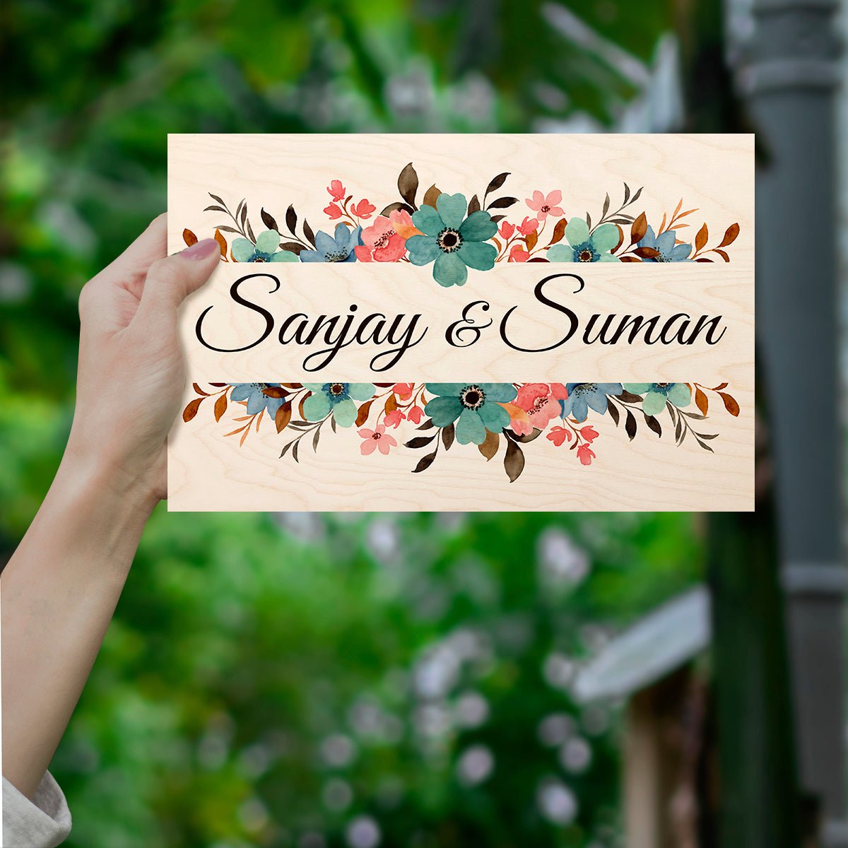 Floral Band Name Plate – Twin Bands for Main Door - Sblossom