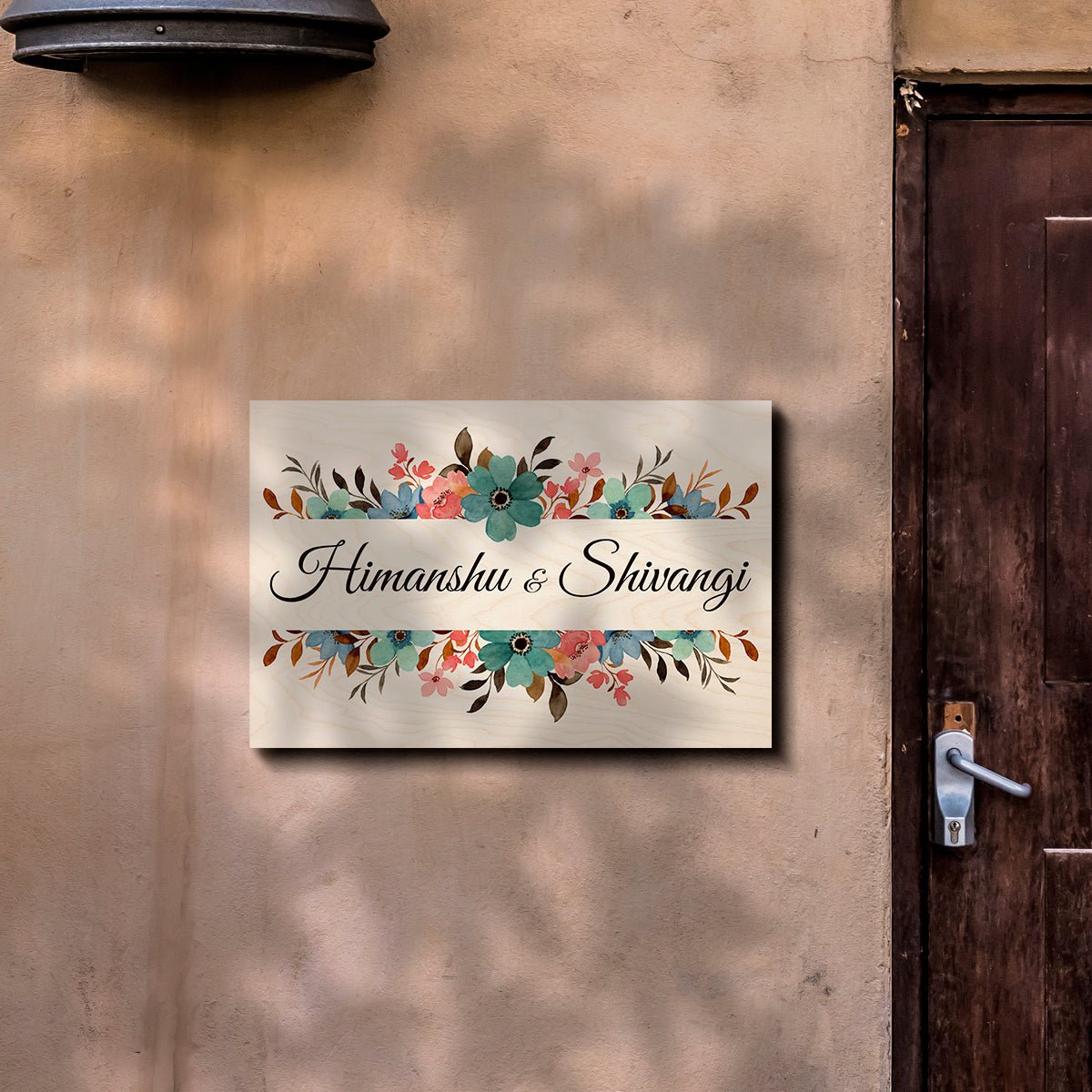 Floral Band Name Plate – Twin Bands for Main Door - Sblossom