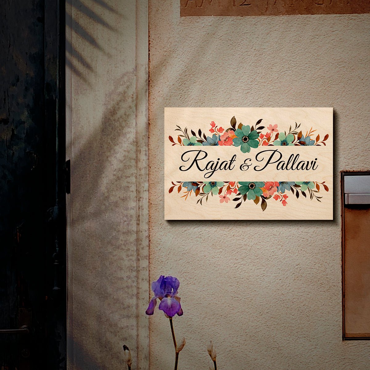 Floral Band Name Plate – Twin Bands for Main Door - Sblossom