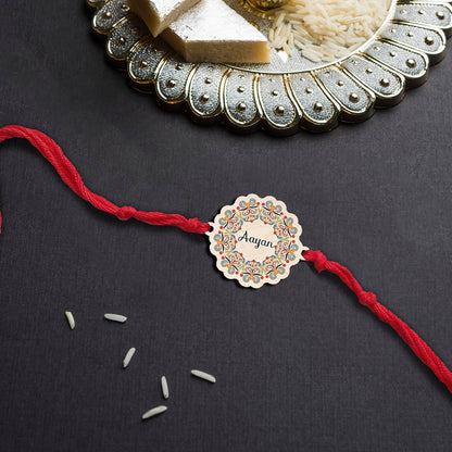 Floral Designer Rakhi – Wooden Custom Name for Brother - Sblossom