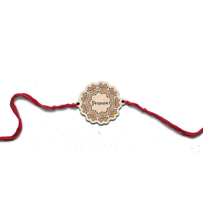 Floral Designer Rakhi – Wooden Custom Name for Brother - Sblossom