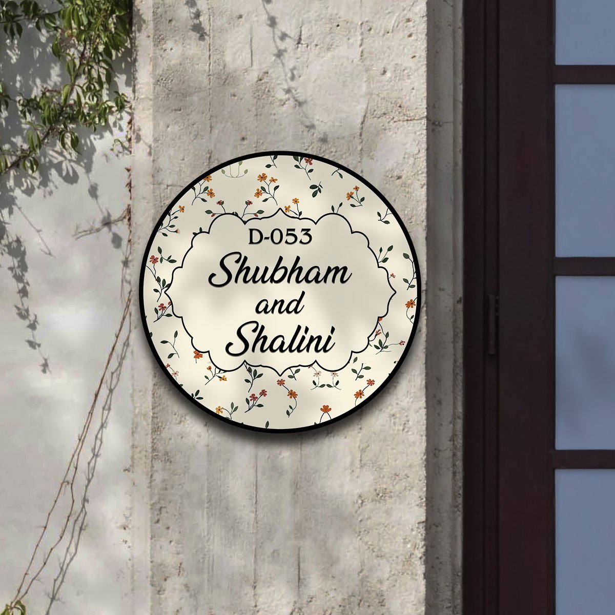 Floral Door Name Plate – Cream Cottage Print in 3D - Sblossom