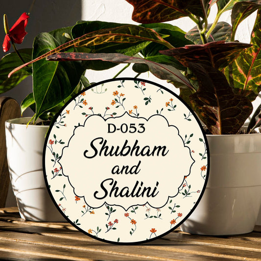 Floral Door Name Plate – Cream Cottage Print in 3D - Sblossom