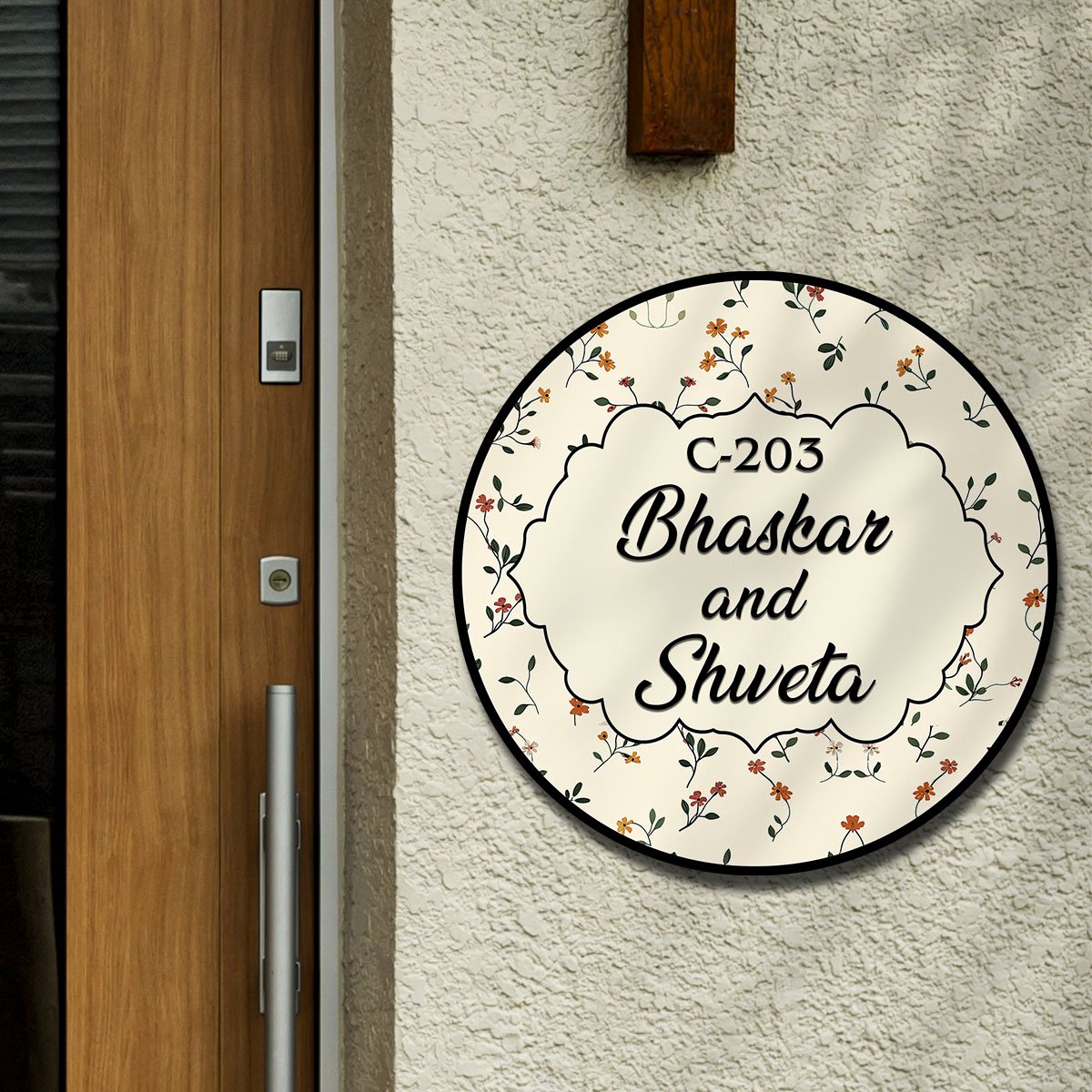 Floral Door Name Plate – Cream Cottage Print in 3D - Sblossom