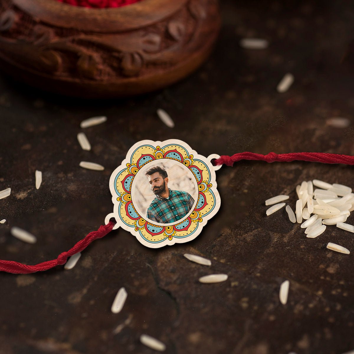 Floral Photo Rakhi – Colourful Custom Photo for Brother - Sblossom