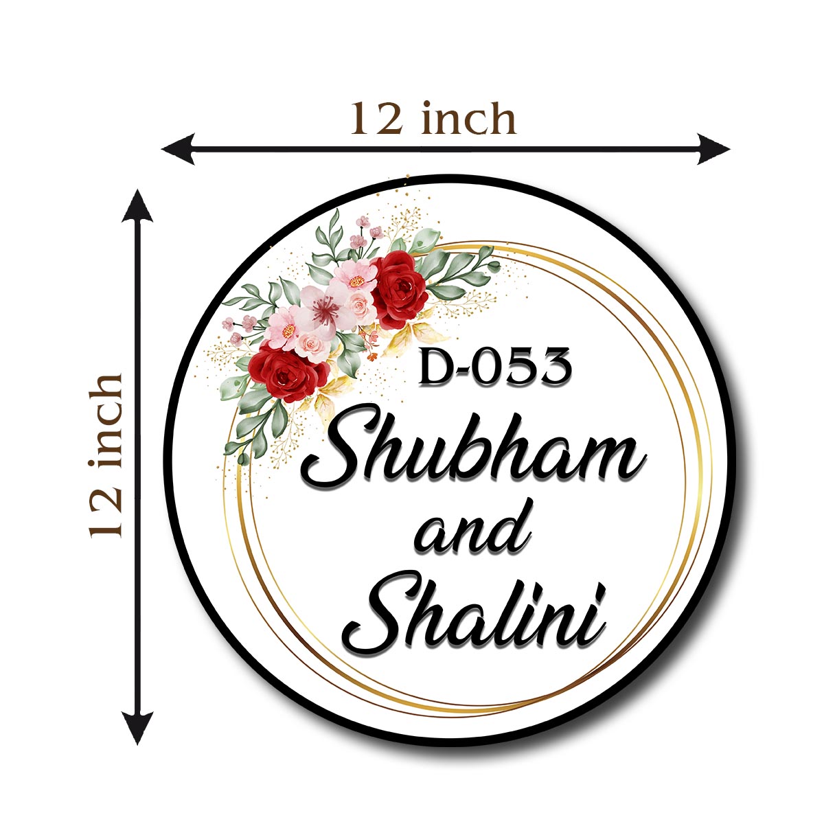 Flower Name Plate in Wooden – White Floral Couple in 3D - Sblossom
