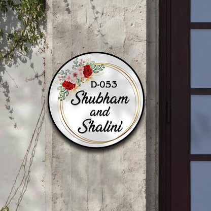 Flower Name Plate in Wooden – White Floral Couple in 3D - Sblossom