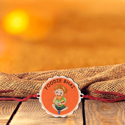 Foodie Bhai Rakhi – Wooden Custom Name for Brother - Sblossom