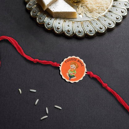 Foodie Bhai Rakhi – Wooden Custom Name for Brother - Sblossom