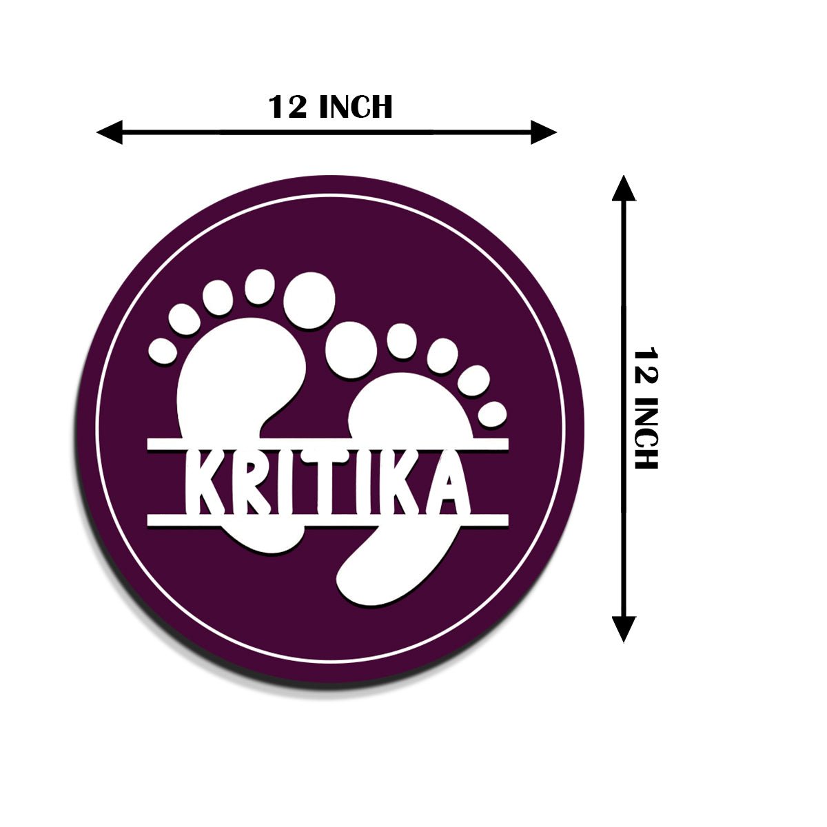 Footprint Name Plate for Kids – Purple Round in 3D - Sblossom