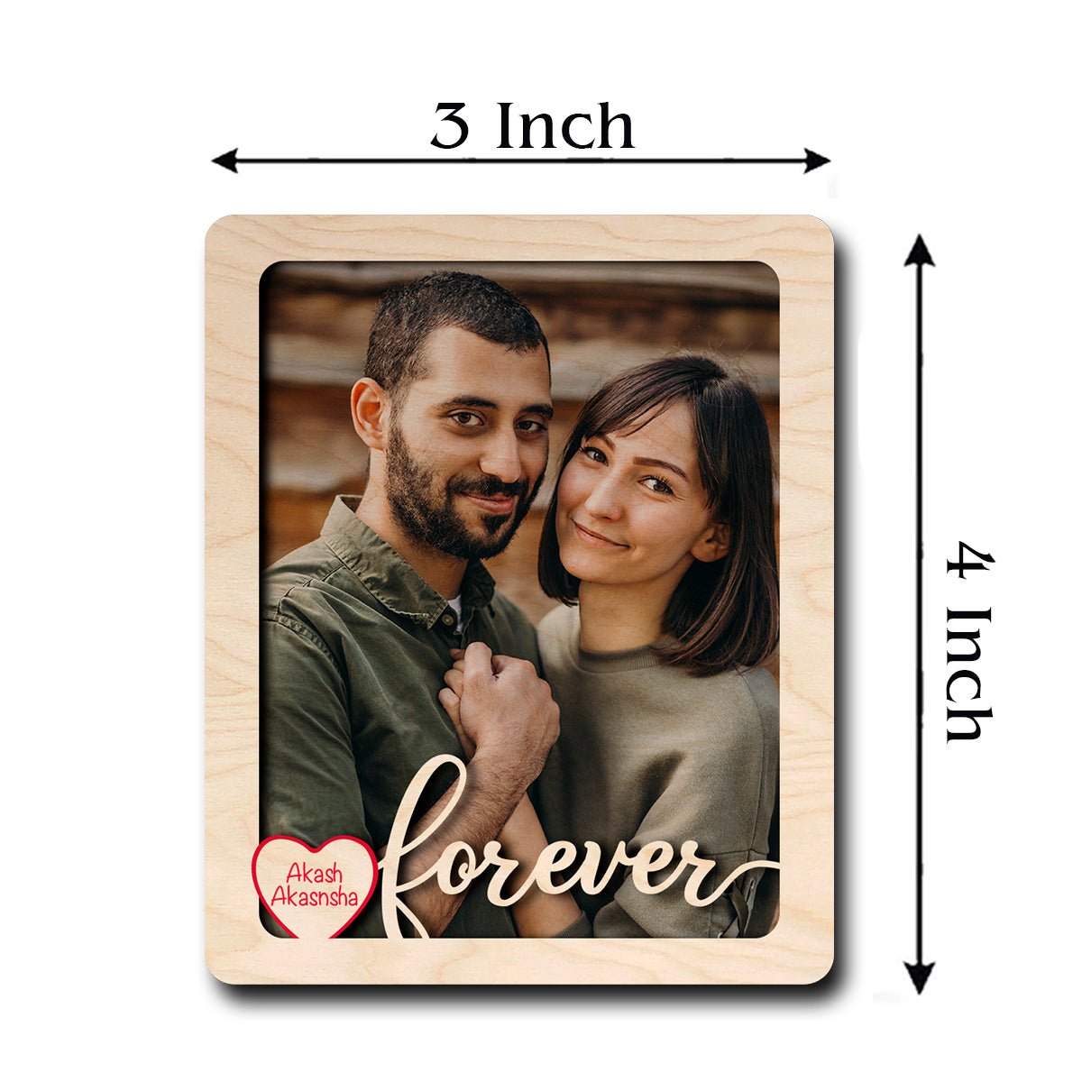 Forever Couple Photo Magnet – Custom Names Cutout Wood - Sblossom