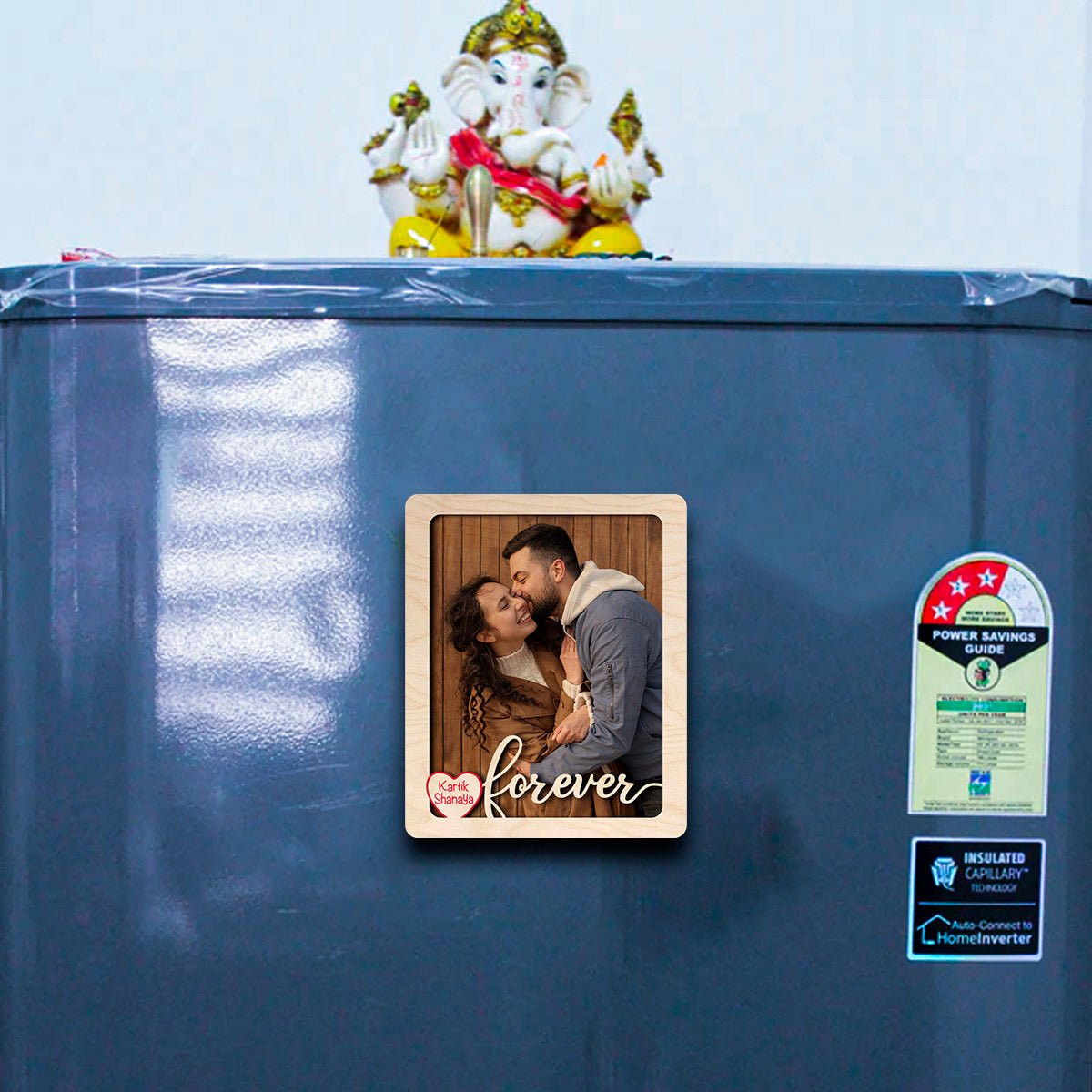 Forever Couple Photo Magnet – Custom Names Cutout Wood - Sblossom