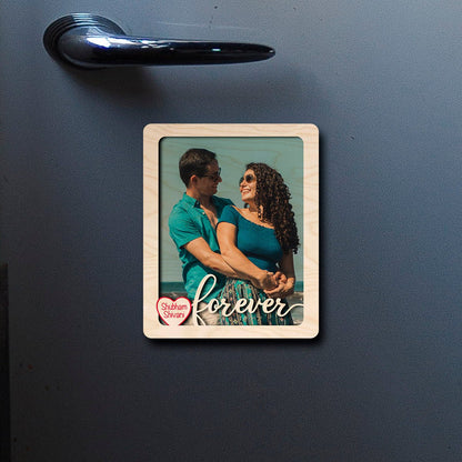Forever Couple Photo Magnet – Custom Names Cutout Wood - Sblossom