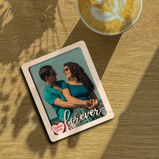 Forever Couple Photo Magnet – Custom Names Cutout Wood - Sblossom