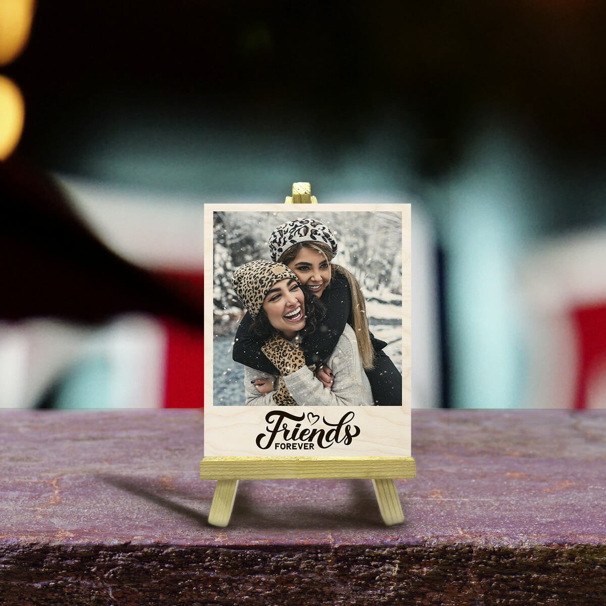 Friend Forever Wood Print with Stand – Personalized Photo - Sblossom