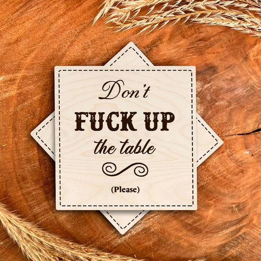 Funny Quote Wooden Coasters – Square Home Bar Set - Sblossom