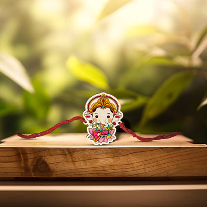 Ganesha Kids Rakhi Set – Wooden Cute Design for Brother - Sblossom