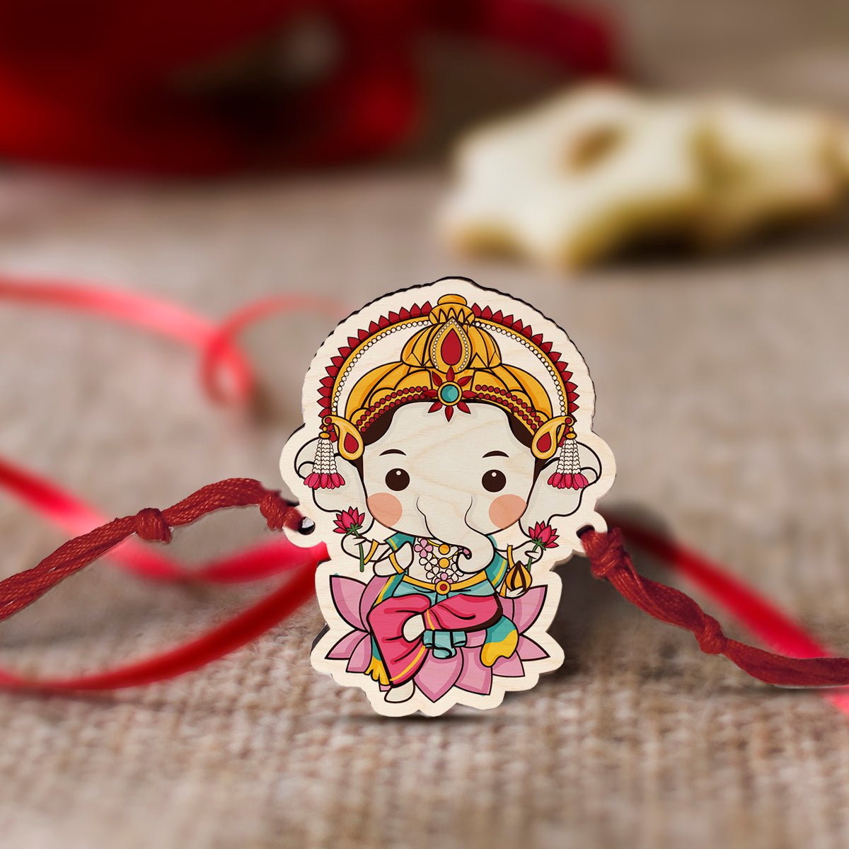 Ganesha Kids Rakhi Set – Wooden Cute Design for Brother - Sblossom
