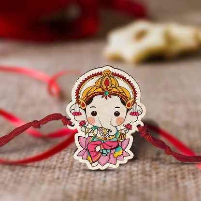 Ganesha Kids Rakhi Set – Wooden Cute Design for Brother - Sblossom