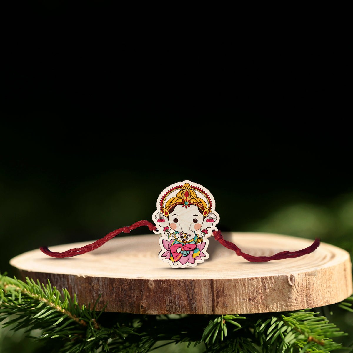 Ganesha Kids Rakhi Set – Wooden Cute Design for Brother - Sblossom