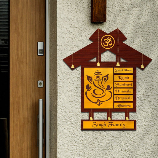 God Name Plate – Lord Ganesha Saffron Family Board - Sblossom