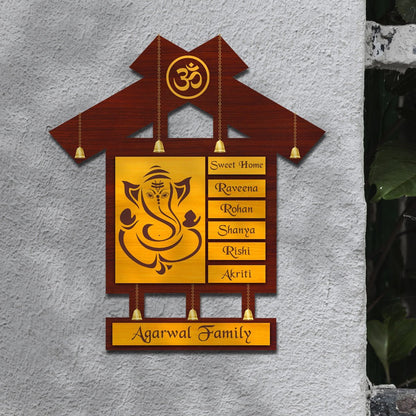 God Name Plate – Lord Ganesha Saffron Family Board - Sblossom