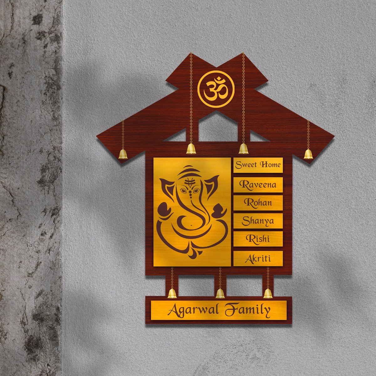 God Name Plate – Lord Ganesha Saffron Family Board - Sblossom