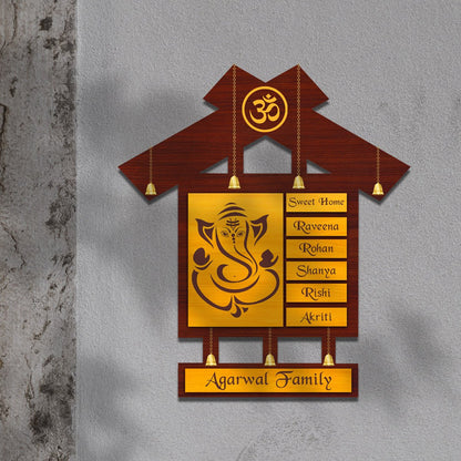 God Name Plate – Lord Ganesha Saffron Family Board - Sblossom