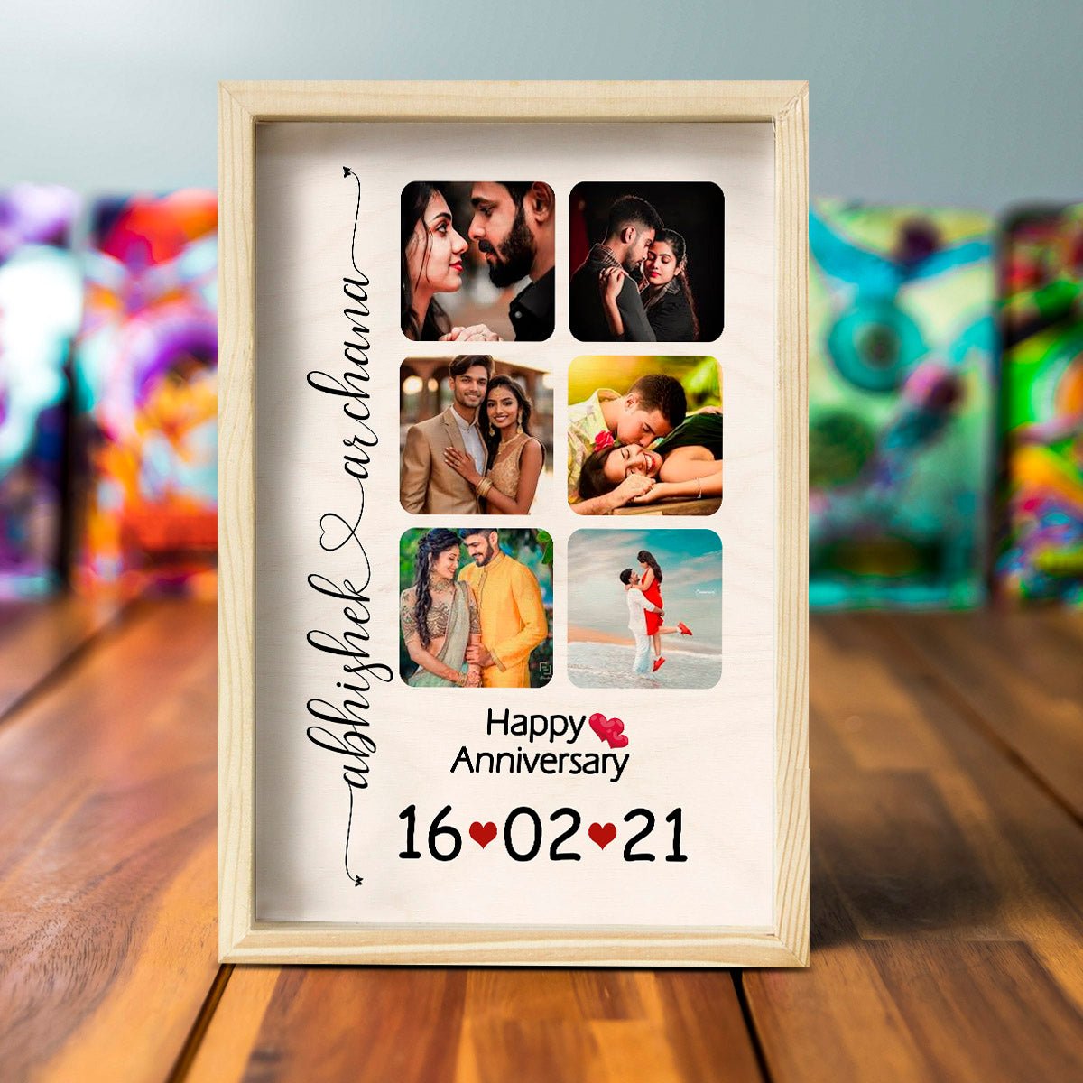 Golden Moments Wooden Frame – Photo Collage in 3D - Sblossom