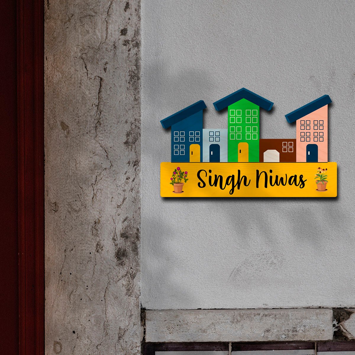 Golden Name Plate – Mini Houses Family Street Design - Sblossom