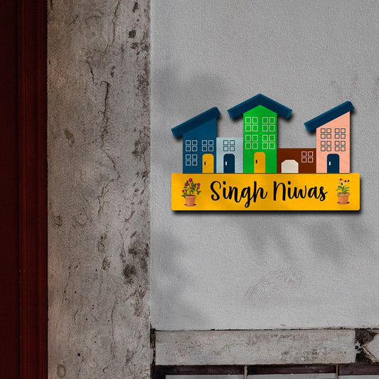 Golden Name Plate – Mini Houses Family Street Design - Sblossom