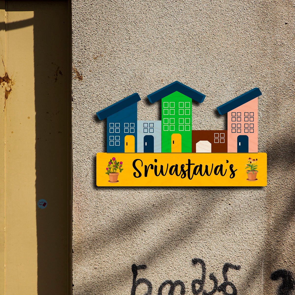 Golden Name Plate – Mini Houses Family Street Design - Sblossom