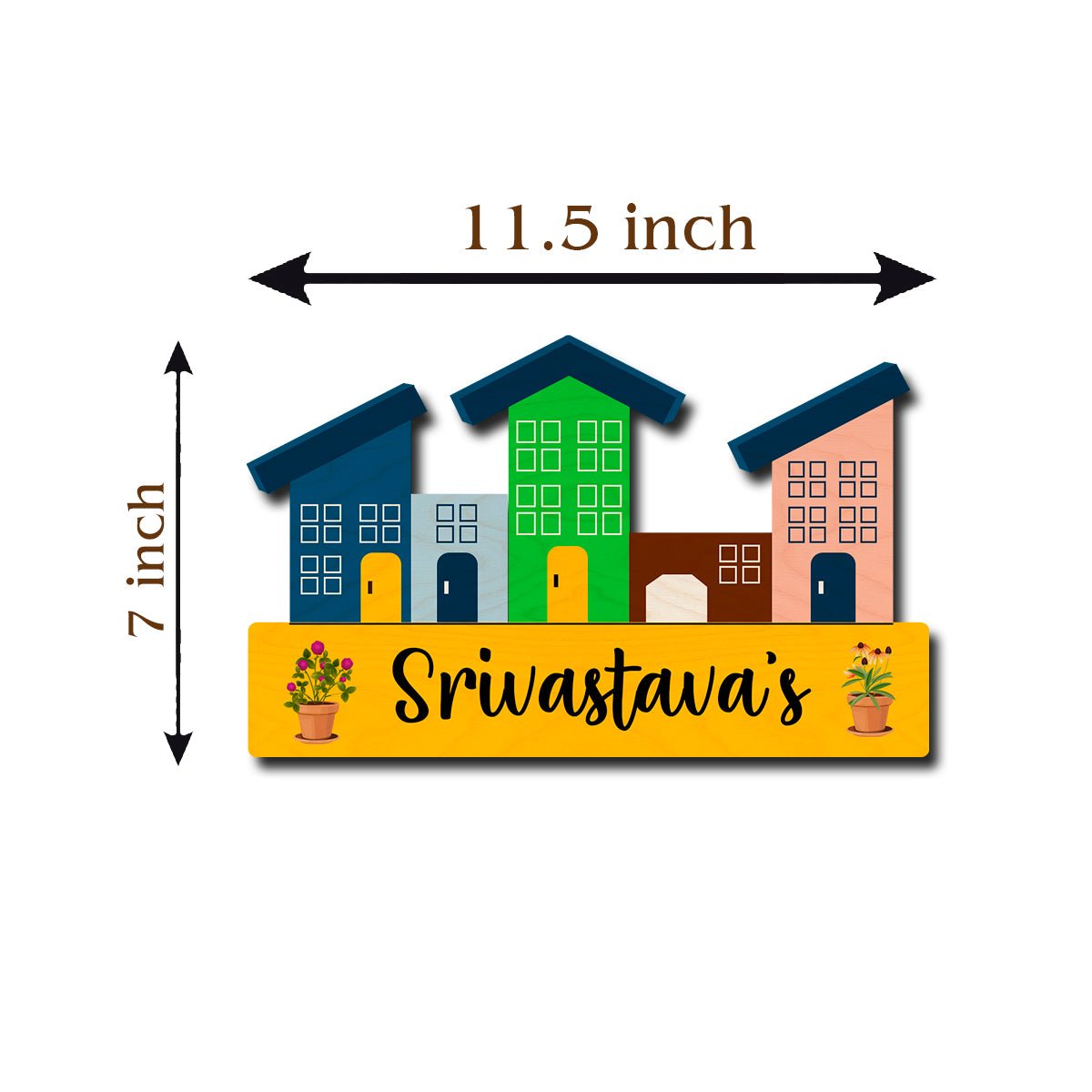 Golden Name Plate – Mini Houses Family Street Design - Sblossom