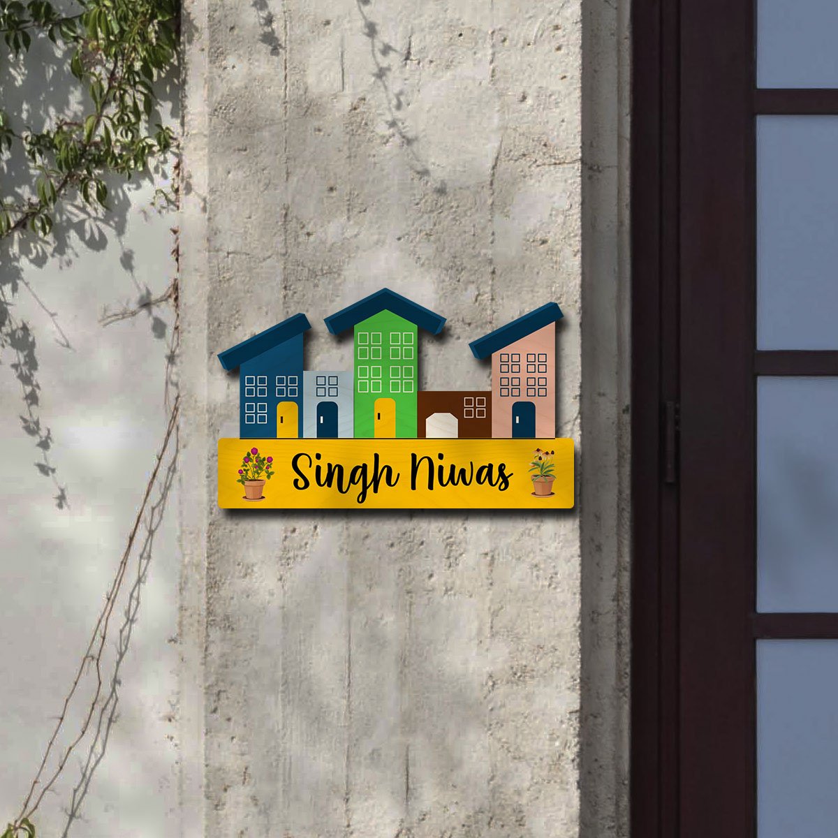 Golden Name Plate – Mini Houses Family Street Design - Sblossom
