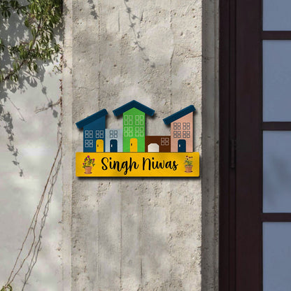 Golden Name Plate – Mini Houses Family Street Design - Sblossom